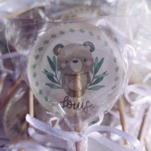 sucette personnalisee woodland petit ours France Meunier Biscuiterie